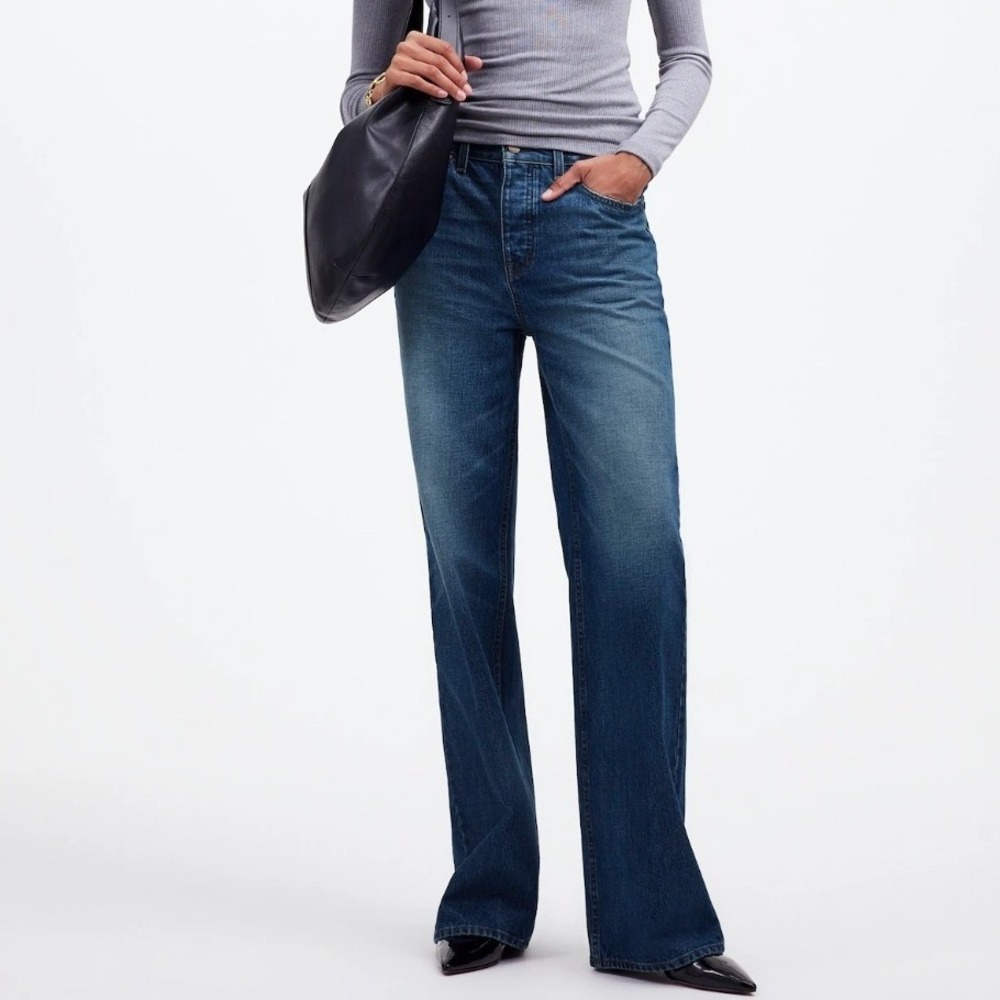 Madewell Low-Slung Baggy Jeans Wide Leg Blue Cotton NM163 Size 28
